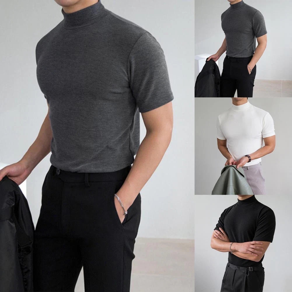 Business Casual Wear Men Slim Fit Tee 80% Polyester 20% Spandex Business Casual