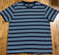 US Polo Assn. Shirt Mens Blue Striped Short Sleeve V Neck Cotton Logo T-Shirt XL