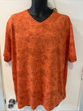 Tommy Bahama Men’s Size Large Orange V-neck Short Sleeve T-shirt Floral Design