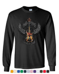 Sold My Soul to Rock & Roll Long Sleeve T-Shirt Demon Guitar Wings Trident Tee