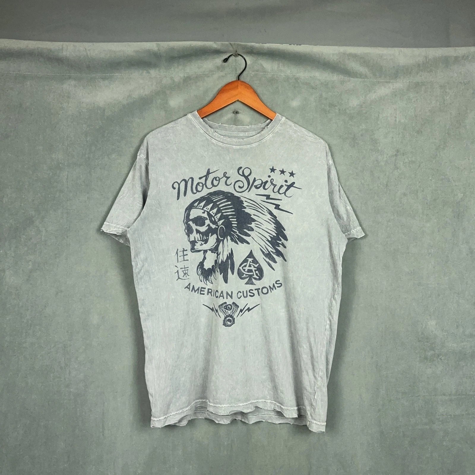 Vintage Y2K Affliction t shirt Mens Size Large indian Skull Motor Spirit Biker