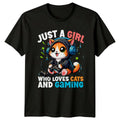 Just A Girl Who Loves Cats And Gaming Gamer Cat T-Shirt