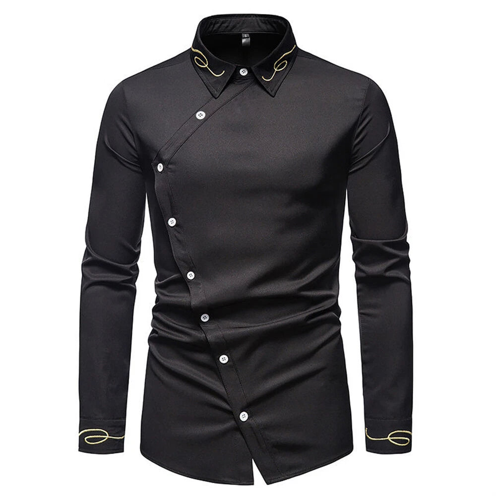 Men's Business Shirt Casual Slim Shirts Long Sleeve Button Down Tops Blouse