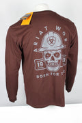 Ariat Men's Rebar Cotton Strong Hardhead Pocket T Shirt Long Sleeve Bitter Choco