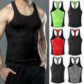 Men Sports Vest Fitness Gym Tops Slim Fit Breathable Quick Dry Stretch Tank Tops