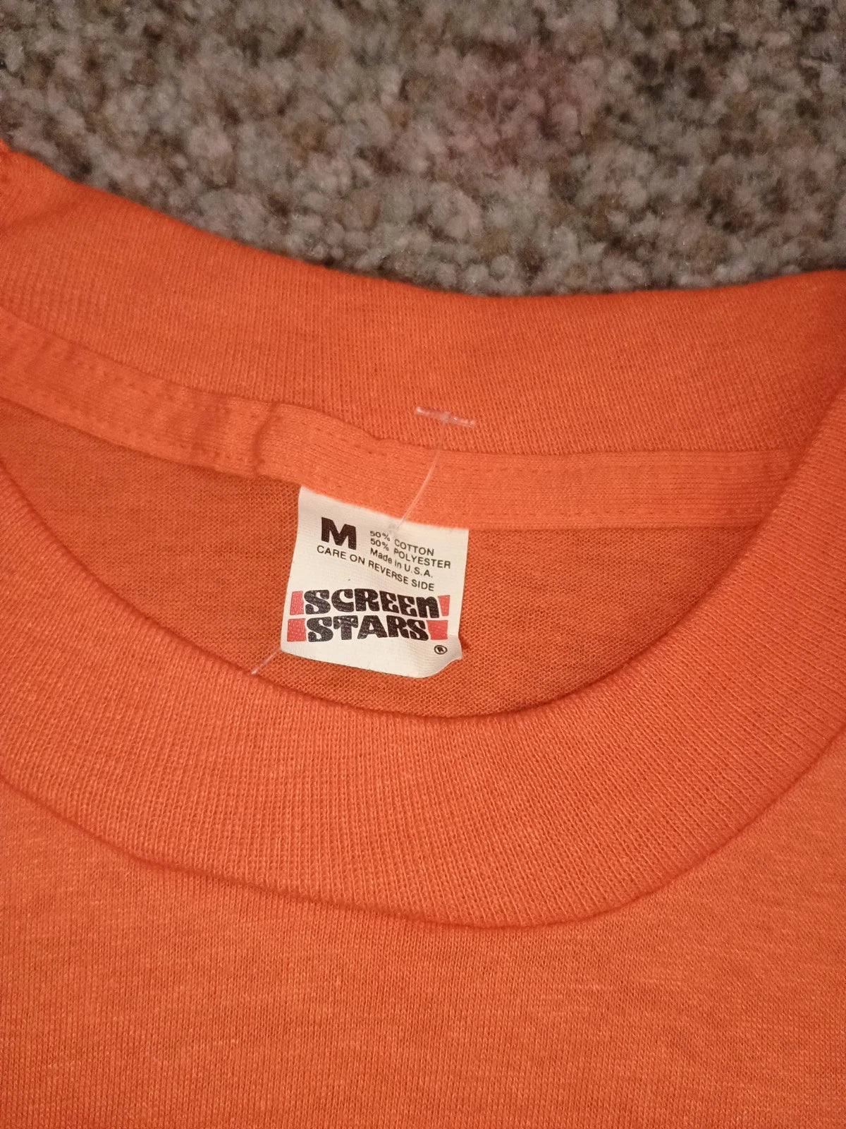 1980:S SCREEN STARS  VINTAGE ORANGE BLANK 50/50 T-SHIRT I sz M