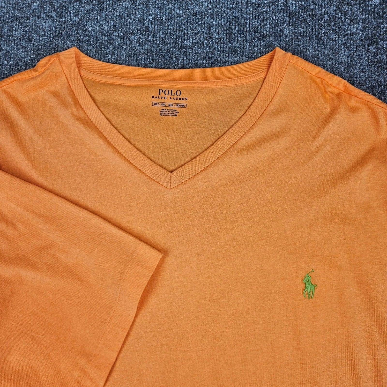 Polo Ralph Lauren V-Neck Short Sleeve T-Shirt Men's 4XLT Orange Lightweight