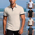 Men's Button-Down Short Sleeve Jacquard Slim Fit T-Shirt Streetwear Top