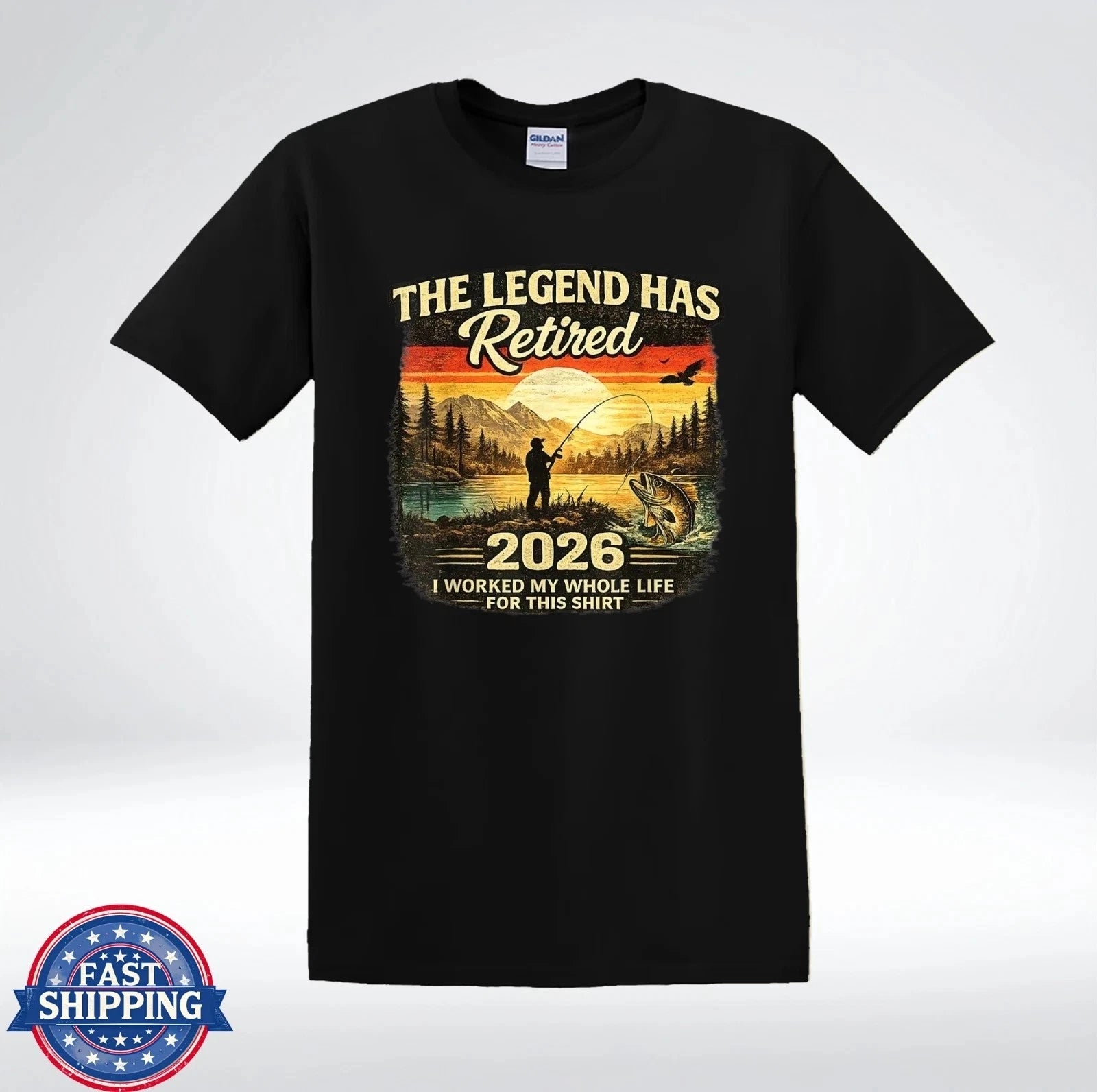 The Legend Has Retired 2026 Fishing Shirt Funny Retirement Gift T-Shirt