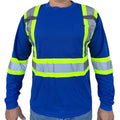 Blue Safety Shirt With Two Tones Stripes , Long Sleeve