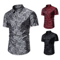 Men's Casual Slim Floral Shirts Short Sleeve Button Down Tops Blouse