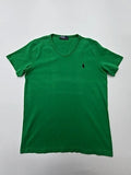 Polo Ralph Lauren Men Green V-Neck Logo T-Shirt Size XL Regular Fit