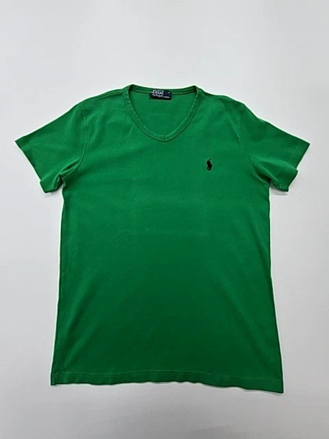 Polo Ralph Lauren Men Green V-Neck Logo T-Shirt Size XL Regular Fit