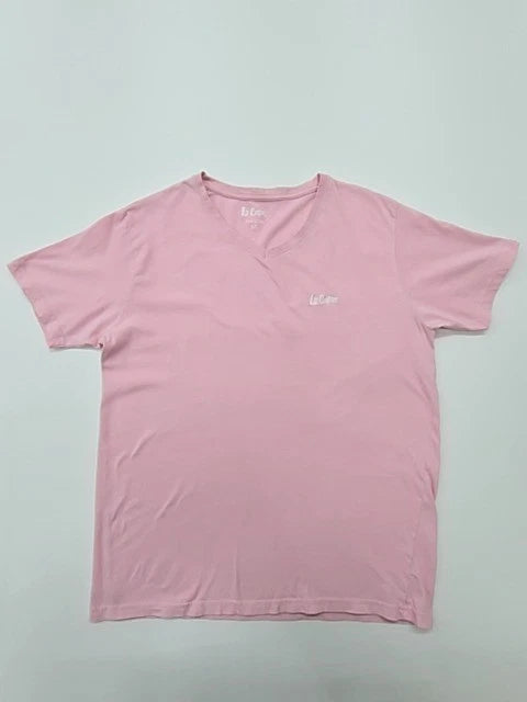 Le Couper Men Pink V-Neck Logo T-Shirt Size M Regular 100% Cotton
