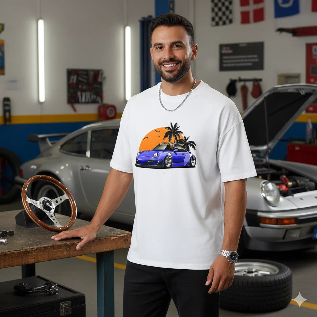 Porsche 911 Widebody Retro Racing T-Shirt - Sports Car Tee Shirt - Size L