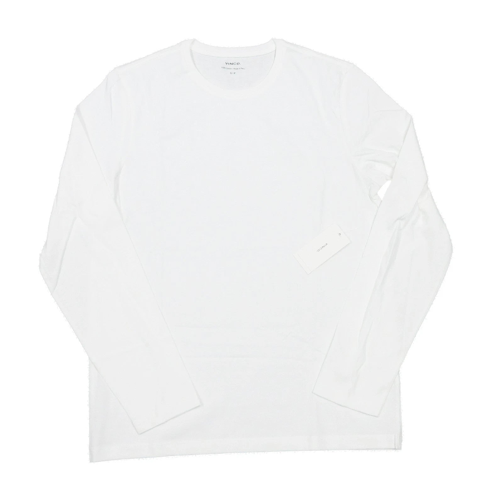 Vince Men's Optic White Jersey Knit Crew-Neck Long Sleeve T-Shirt L