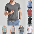 Men's Solid Color O-Neck T-Shirt Short Sleeve Slim Fit Casual Top Light Grey