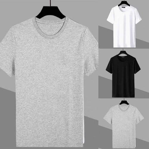 Casual Slim Fit Short Sleeve Men's Fashion Solid Color Round Neck T Shirt