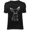 Chihuahua Dog Line Art - Tiny Body, Big Ears & Cute Kawaii Minimalist Cartoon