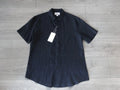 M&S MARKS & SPENCER BLACK SLIM FIT PURE LINEN SHORT SLEEVE SHIRT SIZE L