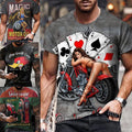 Poker Sexy Girl Soft Tail Motorcycle Pin-Up T-Shirt Oil Fuel Gasoline Gift Biker