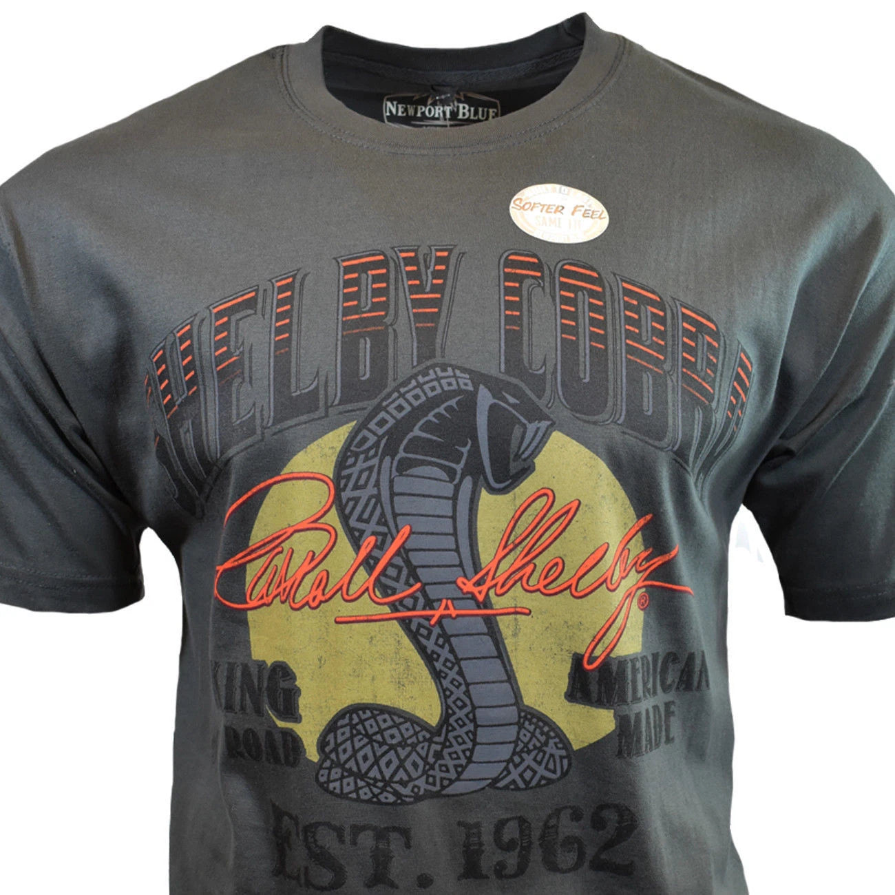 Men's T-shirt "Newport Blue" 1962 Cobra -Shelby -King of The Road-size Large NWT