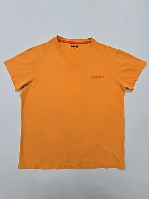 Schott Men Orange NYC Logo V-Neck T-Shirt Size M Regular Cotton