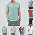 Simple Style Men Casual T-Shirt O-neck Short Sleeve Solid Color Regular Length