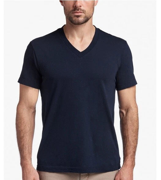 James Perse Mens Relaxed Fit S/S V-Neck Cotton Tee Navy Blue Wash MLJ3352