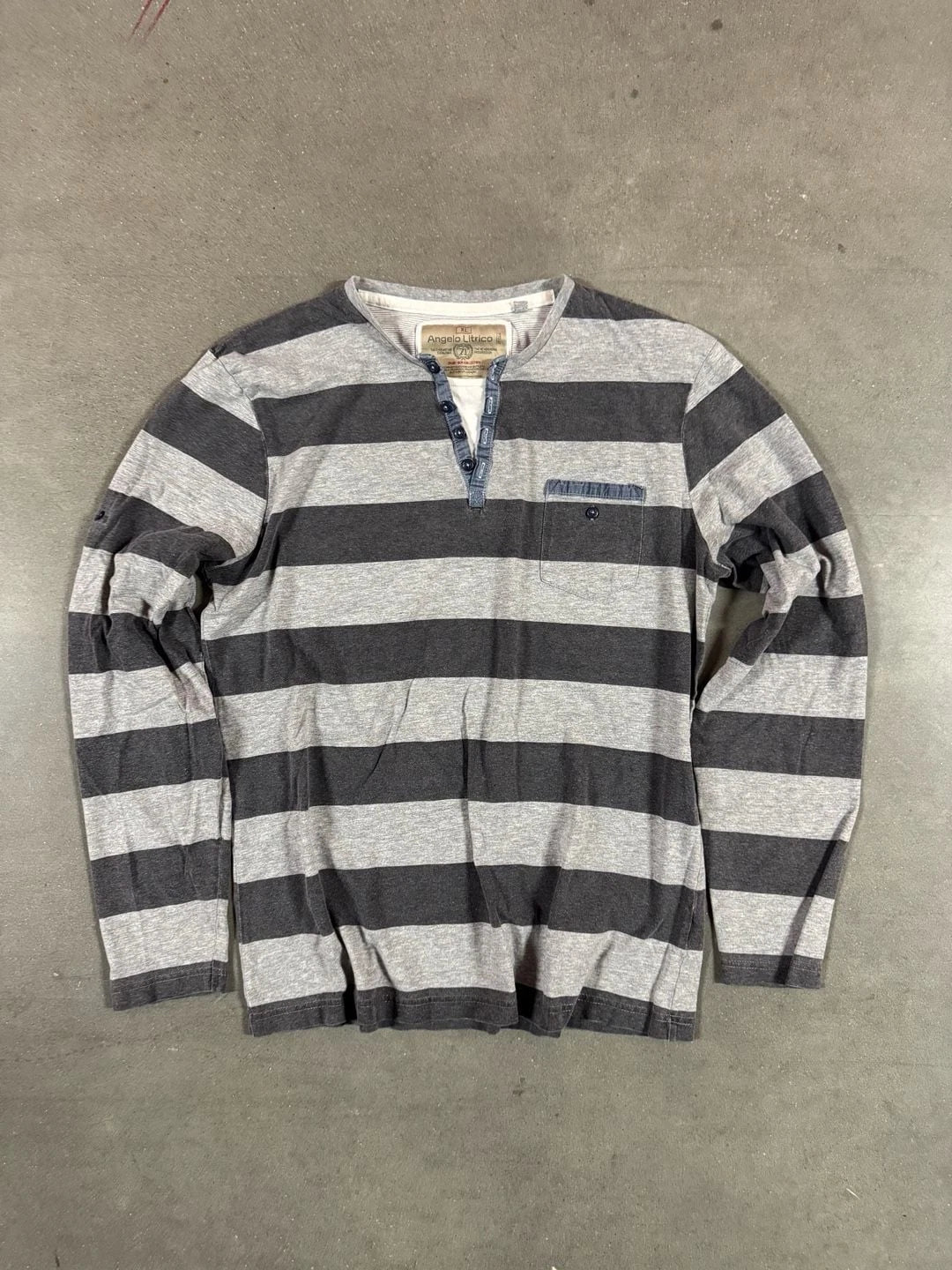 Angelo Litrico Striped Henley Long Sleeve Shirt Size XL