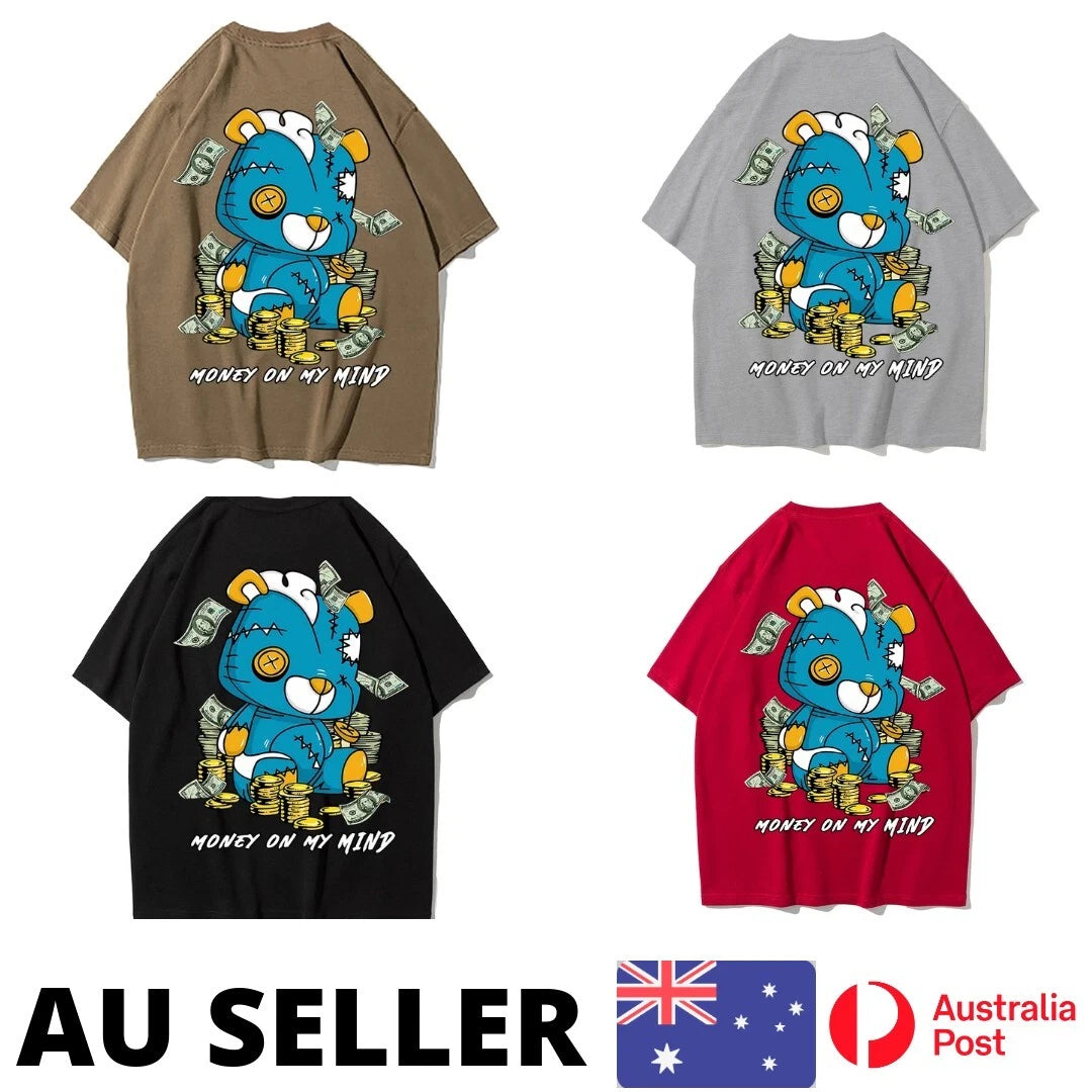 Doll Bear Money Shirts On My Mind Print Boy Lovely Cool Tee Kawaii - AU Stock