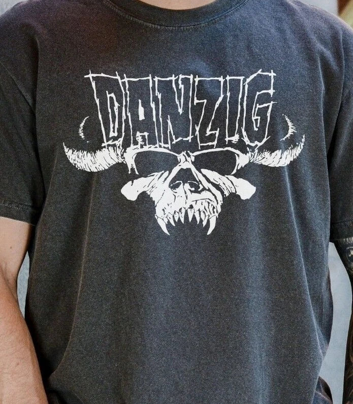 Danzig Crystar Skull T-Shirt 80s Punk on Vintage Black Comfort Colors 1717 Tee