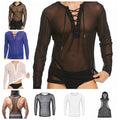 Men's Long Sleeve Fishnet Mesh T-shirt Top Blouse Clubwear Costumes Undershirts