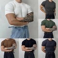 Elastic Men Gym TShirt Casual Sports Slim Fit Muscle Fitness Short Sleeve Shirt