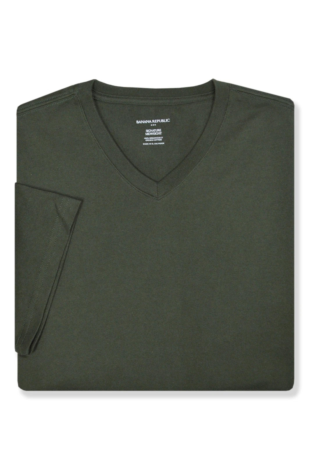 Banana Republic F Mens Green Midweight Cotton V-neck Tee Shirt Large L BR-011
