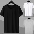 Fashion Solid Short Sleeve T Shirt for Men Round Neck Slim Fit Tee Top