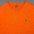 Polo Ralph Lauren Men's T-Shirt M Short Sleeve Orange V-Neck Regular Embroidery