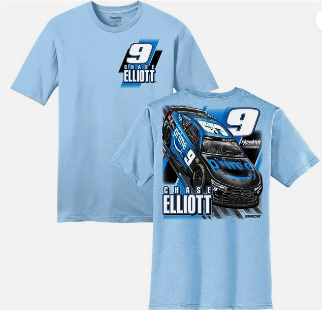 Hot!! Chase Elliott 2026 Amazon Prime Light Blue 2-Spot T-Shirt