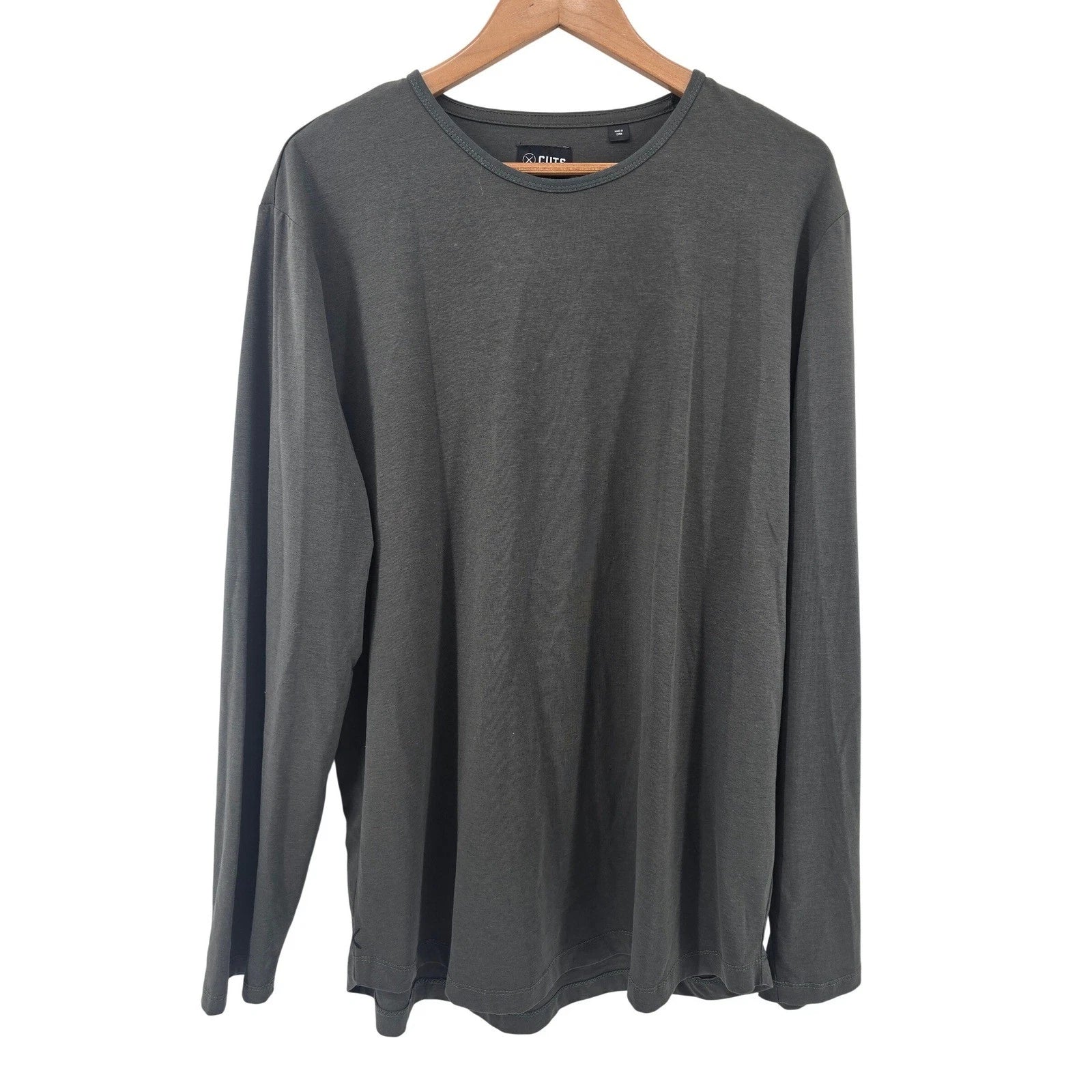 CUTS Long Sleeve T-Shirt Mens XXL Gray PYCA Pro Crew Neck Minimalist Stretch
