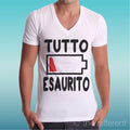 T-shirt Man V Neck Cute Sono Everything Esaurito Battery Gift Idea