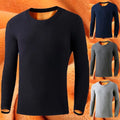 Mens Thermal T-shirt Long Sleeve Top Slim Fit Solid Color Suitable For Fall