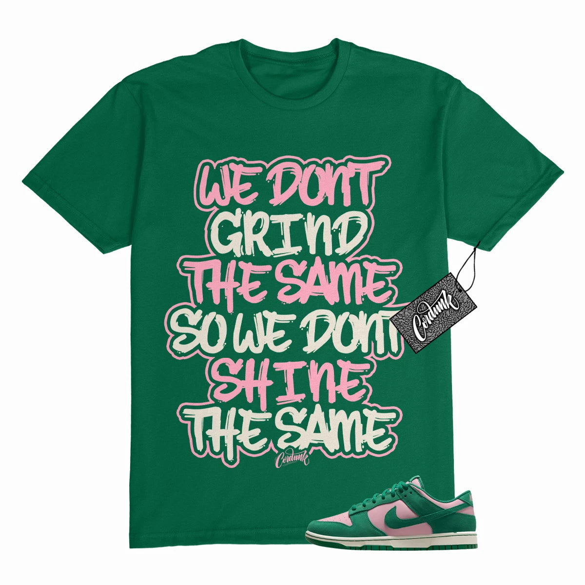 Dunk Low Pink Malachite Medium Soft Green Sail T Shirt to Match GRIND