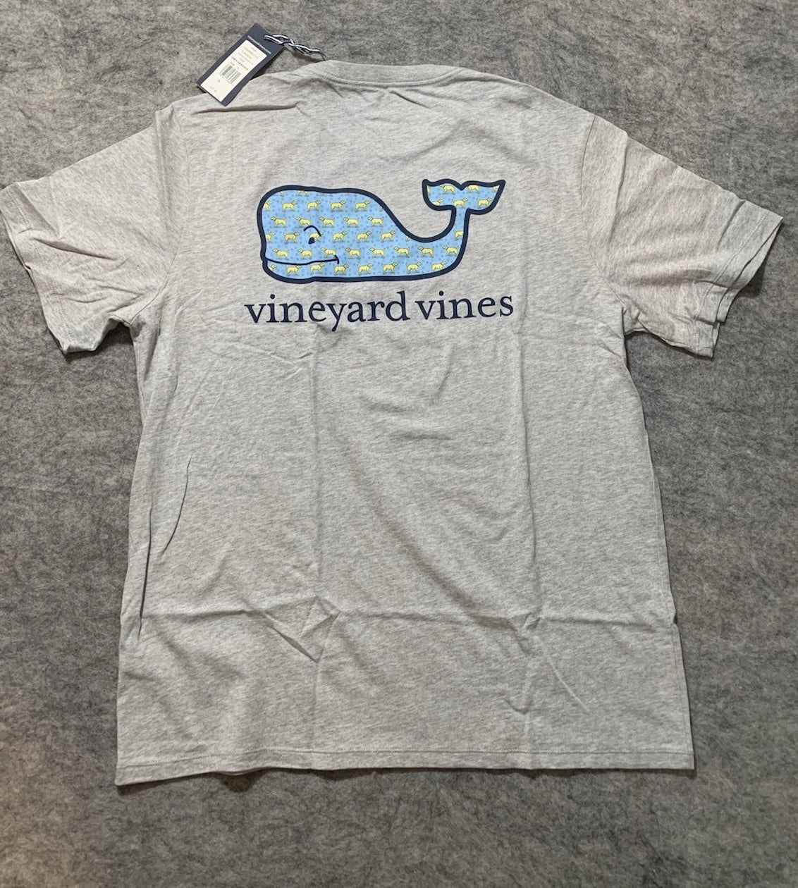 Vineyard Vines Men's Golden Retriever Dog Whale Gray T-Shirt Size Large NEW NIP