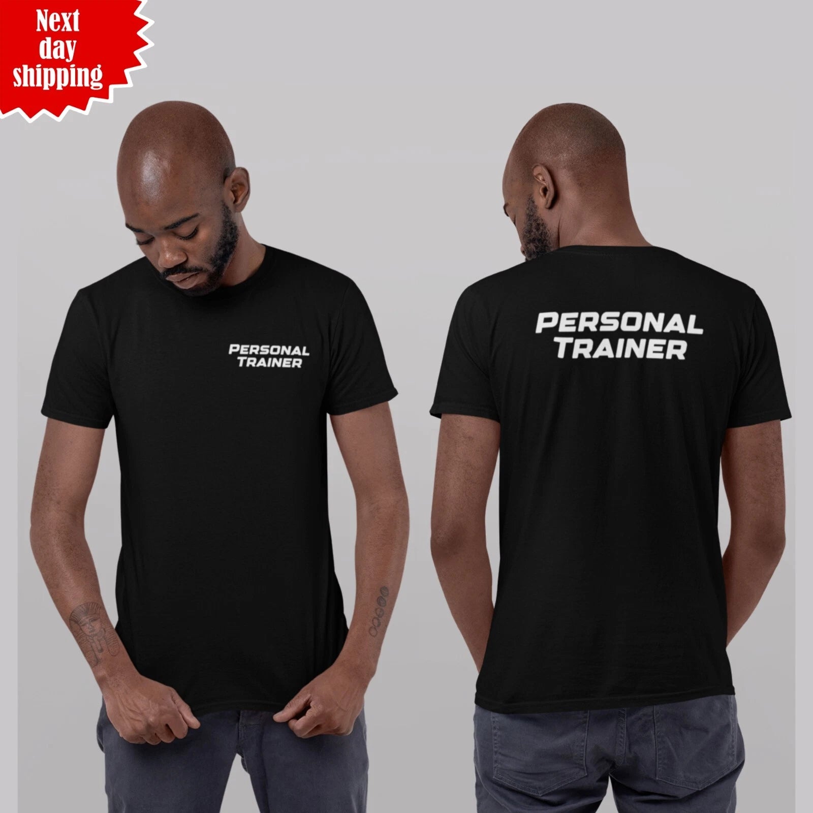 Personal Trainer T Shirt Gym Wear Workout Fitness Printed Short Sleeve Tee Top