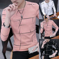 Mens O Neck Print T-shirt Blouse Pullover Long Sleeve Slim Fit Muscle Tops Tee