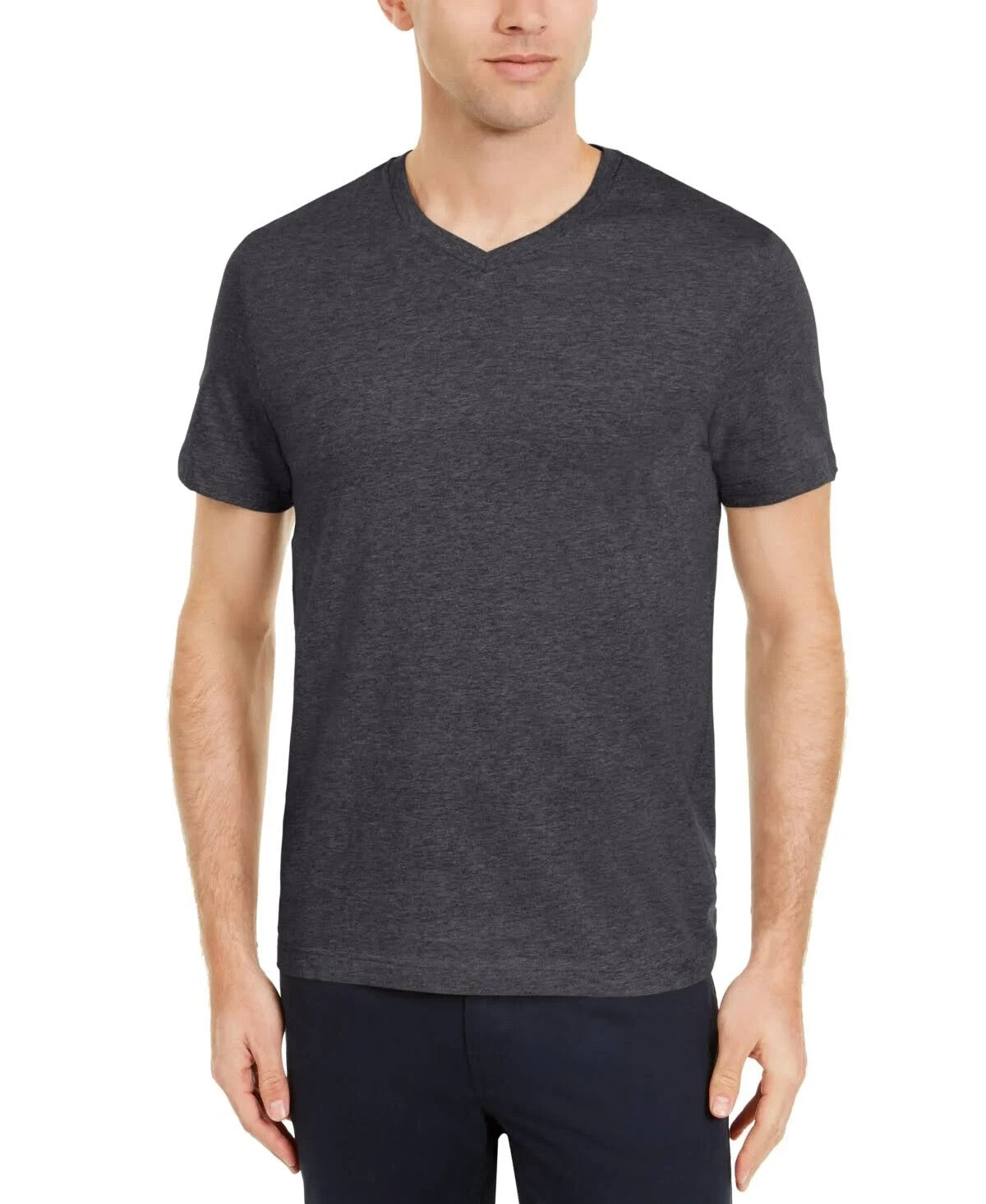 CLUB ROOM Heather Charcoal T-Shirt Cotton Lightweight V-Neck Regular Fit XL