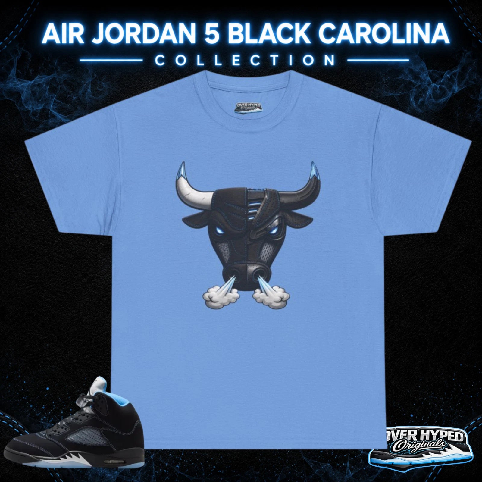 T-Shirt To Match Retro 5 Black Carolina Shoes -TORO BRAVO Sneaker Tee