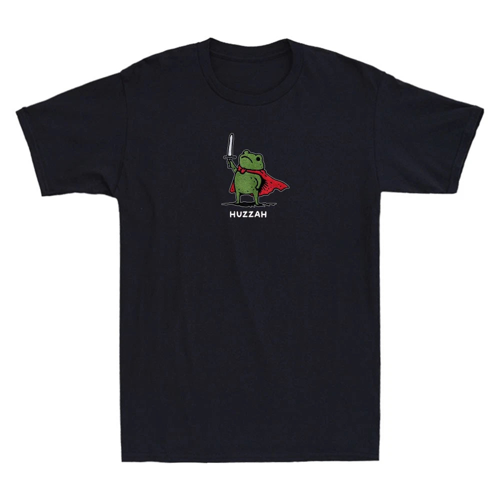 Huzzah Frog Knight Funny Frog Sword Meme Quote Retro Men's Short Sleeve T-Shirt