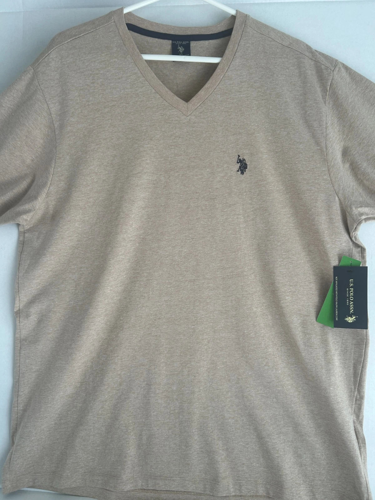 U.S. Polo Assn NEW with tags V‑Neck T‑Shirt Beige Short Sleeve Tee Men’s Size XL