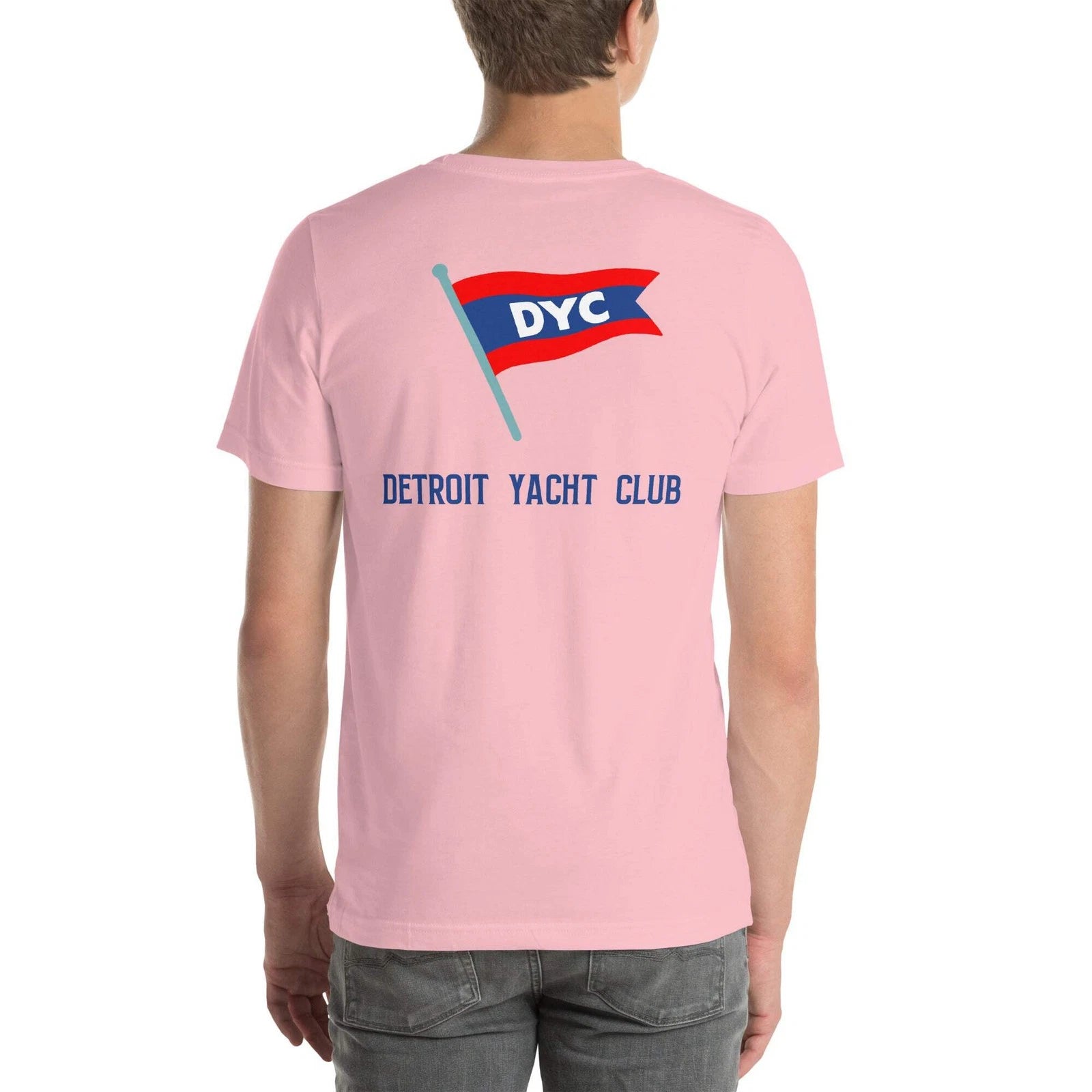 Vintage Retro T Shirt Detroit Yacht Club Back Print Graphic Tee